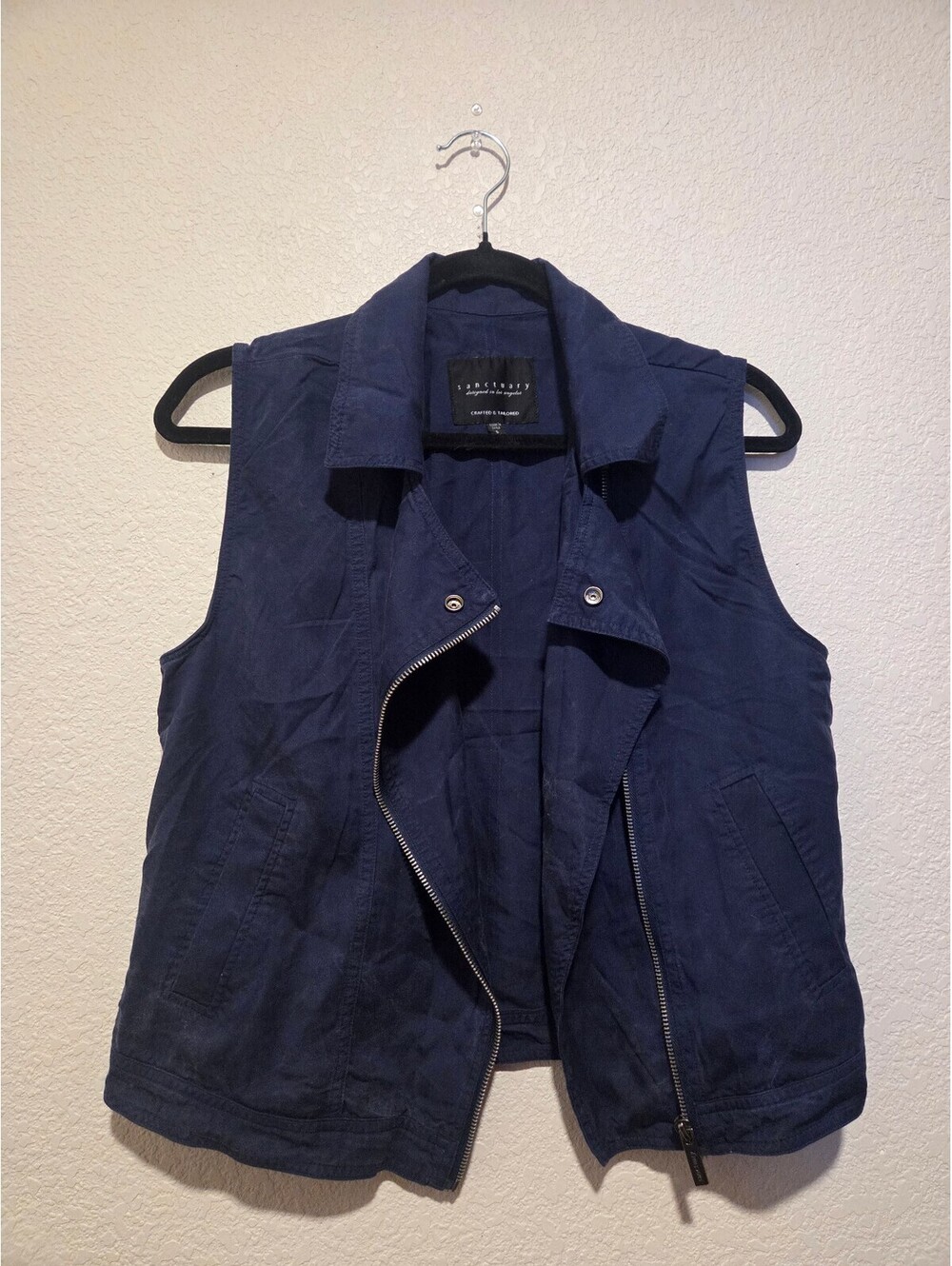 Sanctuary Tailored Sleeveless Navy Blue Vest Jacket Size Small